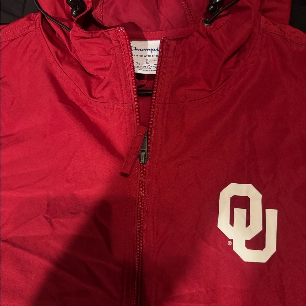 Crimson Windbreaker with OU Logo